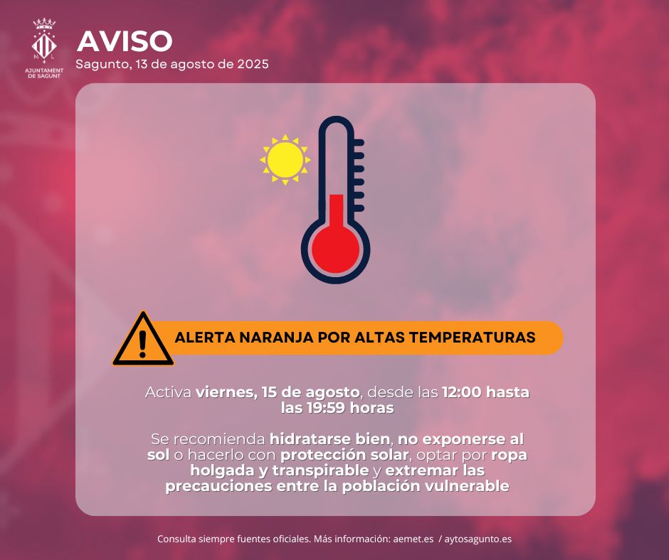El 112 Comunidad Valenciana eleva a nivel naranja la alerta por ola de calor