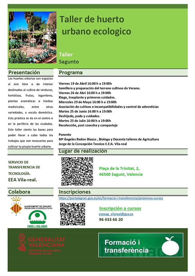 El Consell Local Agrari oferta talleres para el cuidado de los huertos urbanos ecológicos