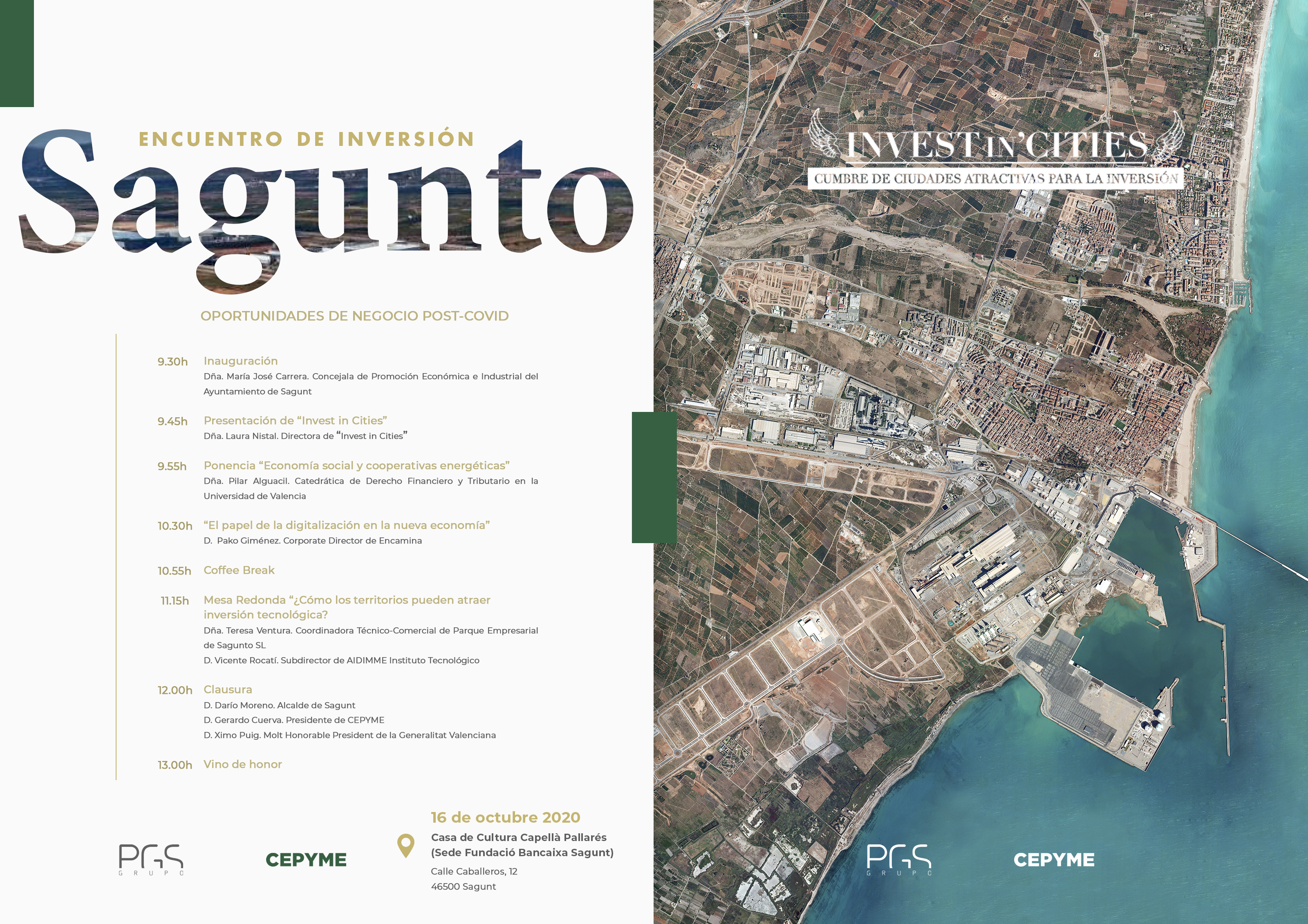 Sagunt celebrarà la jornada ‘Trobada d'inversió’ el pròxim 16 d'octubre