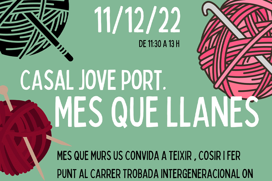 Un encuentro intergeneracional para tejer, coser y hacer punto en la calle pone el punto final al Més Que Murs