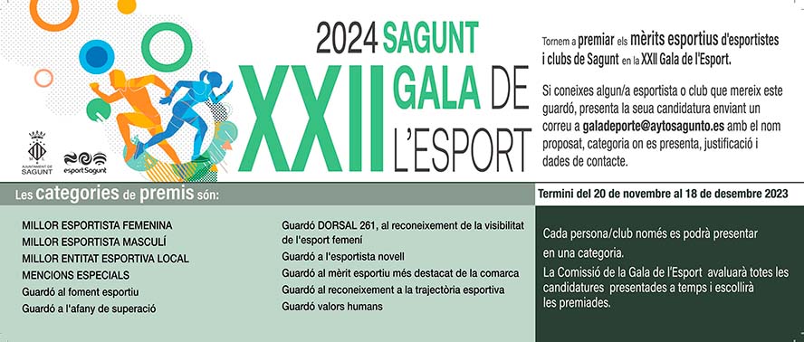 El plazo para presentar candidaturas a la XXII Gala del Deporte ya está abierto  