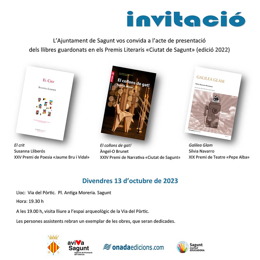 El Gabinete de Promoción del Valenciano presenta los libros ganadores de los premios literarios Ciutat de Sagunt 2022