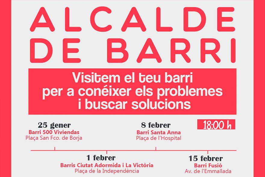 La iniciativa ‘Alcalde de Barrio’ continúa el próximo martes en el barrio 500 viviendas