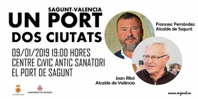 Xarrada-col·loqui entre Quico Fernández i Joan Ribó per a explicar la relació entre Sagunt i València 