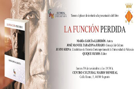 El llibre ‘La función perdida’ es presentarà el dijous en el Centre Cultural Mario Monreal
