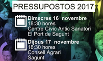 L'Equip de Govern convoca dos actes públics per a presentar la proposta de pressupost de 2017