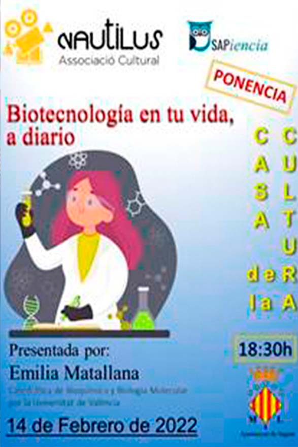 El próximo lunes la catedrática de Bioquímica y Biología Molecular, Emilia Matallana, impartirá una conferencia