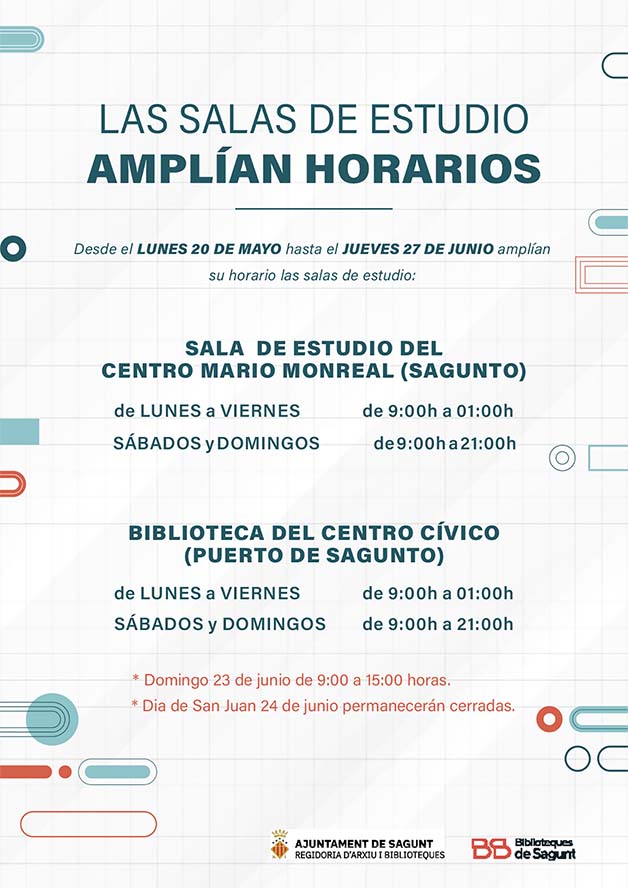 Sagunto amplía el horario de las salas de estudio de cara a los exámenes finales