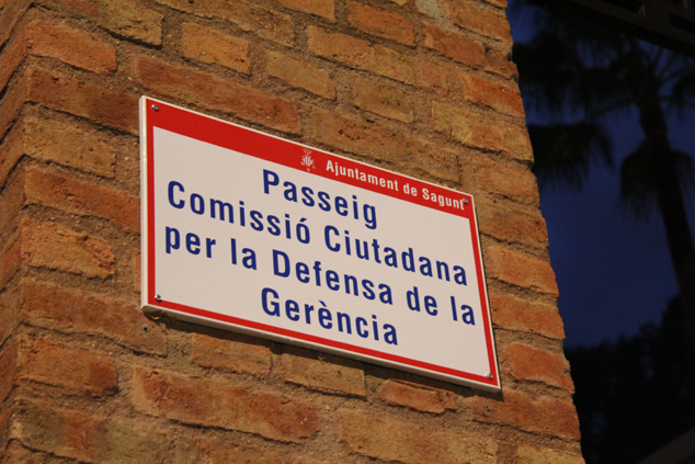 La Gerència canvia el nom del seu passeig dedicat a la seua defensa per part de la Comissió Ciutadana 